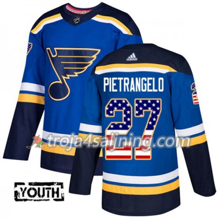 St. Louis Blues tröja Alex Pietrangelo 27 Adidas 2017-2018 Blå USA Flag Fashion Authentic - NHL Tröjor Barn